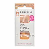 Иглы ручные PONY для шитья BLACK Sharps 01878, №7, белое ушко, 20 шт