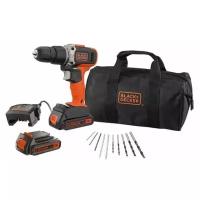 Аккумуляторная ударная дрель-шуруповерт BLACK+DECKER BCD003BA10S, 1400 об/мин, 40 Нм, 2 аккумулятора и зарядное устройтсво, сумка + набор оснастки