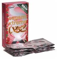 Презервативы Sagami Xtreme Strawberry c ароматом клубники - 10 шт