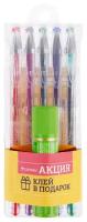 CROWN набор гелевых ручек Hi-Jell Color 5 цветов + подарок клей-карандаш Crown Expert HJR-500SET/5/А, 5 шт