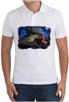 Рубашка- поло World of Tanks WoT Танки Ворлд оф тэнкс (Танк и снегурочка)