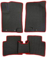 ЕВА коврики для Hyundai Solaris 1 Хэтчбек (2010-2017) / Хендай Солярис 1 Хэтчбек / Черные соты / Красный кант / Комплект 5 шт