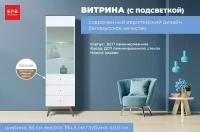 БРВ-Мебель Витрина однодверная с двумя ящиками шириной 60 см Хеда REG 1w2s с подсветкой