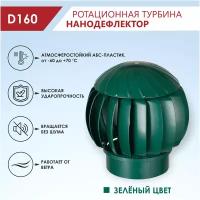 Ротационная вентиляционная турбина Нанодефлектор РВТ-160, для вытяжной и кровельной вентиляции, диаметр 160 мм, цвет зеленый