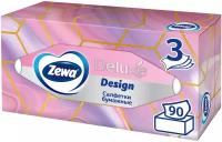 Zewa Deluxe Салфетки Бумажные Косметические Дизайн в ассортименте, 3 слоя, 90 шт