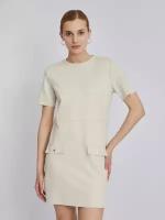 Замшевое платье-футболка в длине мини с коротким рукавом, цвет Молоко, размер XS 023328139033
