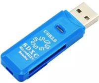 Картридер 5Bites RE2-100BL usb 2.0 SD, TF-microSD- синий