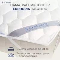 Наматрасник-топпер, чехол на матрас SONNO EUPHORIA, гипоаллергенный, защитный, стеганый, с резинками по углам, 140х200 см