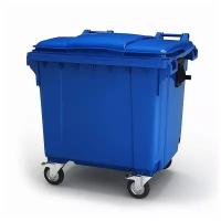 Пластиковый мусорный бак IPlast на колесах 1100 л, синий