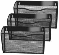 Лотки для бумаг настенные Brauberg germanium, 3 штуки, а4 215х355х95 мм, металл, черные (237968)