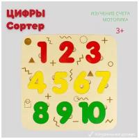 Сортер, Цифры, 30х30 см, дерево