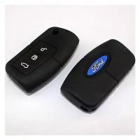 Силиконовый чехол на ключ для Ford Fiesta/Ford Focus/Ford Mondeo (черный)