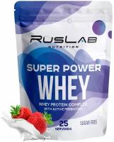 Протеин сывороточный SUPER POWER WHEY, белково-углеводный коктейль (800 гр), вкус клубника со сливками