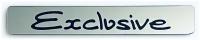 Шильдик, надпись, эмблема Exlusive (хром) на двухстороннем скотче, 12х3см