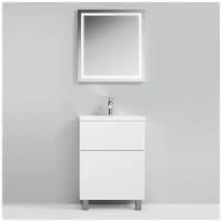 Комплект мебели AM.PM GEM M90FSX6022WG/WC60/MOX0651 напольная тумба: 60 см, 2 ящика push-to-open, белый глянец; раковина; зеркало LED 65 см