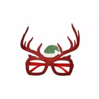 Карнавальные очки Рога оленя с колпаком красные
