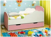 Детская кровать Облака 140 Светло-розовый/Белый