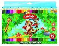 Карандаши цветные 36 цветов Creativiki (дерево, 6гр) картонная упаковка