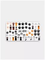 Слайдер (водные наклейки) для дизайна ногтей FN150 Животные Лапы Когти Следы