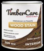 Масло для дерева и мебели TimberCare Wood Stain, быстросохнущие масла для дерева, пропитка для дерева для внутренних работ, Темный орех 0.2 л