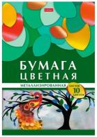 Бумага цветная А4 10л 10 цв . мел. одно. мет. Геометрия цвета Жар-птица 066926