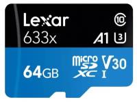 Карта памяти Lexar 64Гб, микро флешка microSDXC Class 10 V30