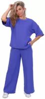 Женский спортивный костюм (футболка+ брюки) фиолетового цвета, размер 50