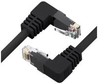 GCR Патч-корд 10.0m UTP кат.5e, черный, верхний/верхний угол, литой, ethernet high speed, RJ45, T568B