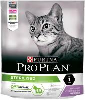 Сухой корм для стерилизованных кошек и кастрированных котов Purina Pro Plan Sterilised OPTIRENAL, с высоким содержанием индейки, 4 шт. х 400 г