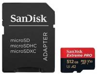 Карта памяти Sandisk micro SDXC 512Gb Extreme Pro UHS-I U3 V30 A2 + ADP (200/140 MB/s)