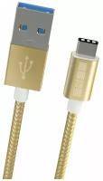 Кабель INTERSTEP USB - Type-C Nylon 1m Gold (51767)