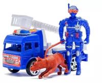 Машина инерционная «Пожарная», с пожарным и собакой, микс