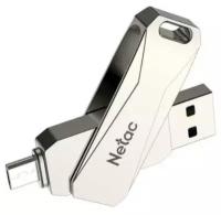 Флеш-накопитель USB 3.0 128GB Netac U381 Dual серебро (USB 3.0/3.1 + MicroUSB)