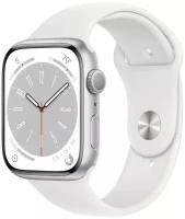 Умные часы Apple Watch Series 8 45 мм Aluminium Case GPS, silver/white Sport Band