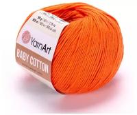 Пряжа для вязания YarnArt Baby Cotton (Бэби Коттон) - 5 мотков 421 оранжевый, для детских вещей и амигуруми, 50% хлопок, 50% акрил, 165 м/50 г