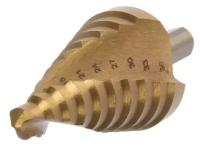 Сверло ступенчатое тундра PRO, HSS, TiN, спиральный профиль, трехгранный хвостовик, 9-36 мм