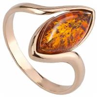 Кольцо Amberprofi, серебро, 925 проба, золочение, янтарь