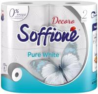 Туалетная бумага 2 слоя 4 рулона Soffione Pure White белая