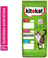 Сухой корм для кошек Kitekat телятинка аппетитная, 15кг