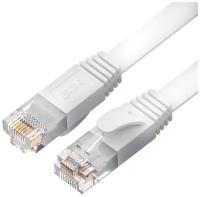 GCR Патч-корд PROF плоский прямой 1.5m, UTP медь кат.6, белый, 30 AWG, ethernet high speed 10 Гбит/с, RJ45, T568B