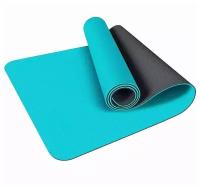 Коврик для йоги LiveUp TPE YOGA MAT-BLUE цвет:голубой, размер:173x61x0,6см