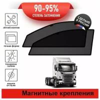 Каркасные шторки LATONIK PREMIUM на Scania R-Series, 1 (2004-2016) на передние двери на магнитах с затемнением 90-95%