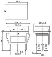 Выключатель клавишный 250В 15А (6с) (ON)-OFF-(ON) с нейтралью (RWB-508 SC-767) черн. Rexant 36-2370