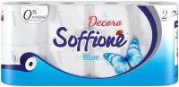 Туалетная бумага Soffione Decoro Blue голубая двухслойная 8 шт., голубой