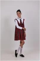 Школьный сарафан nikolli, комплект, размер 11 лет, белый, мультиколор