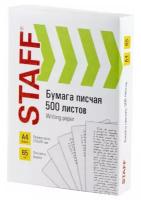 Бумага писчая А4, 65 г/м2, 500 л, Россия, белизна 92% (ISO), STAFF, 114215