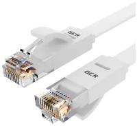 GCR Патч-корд PROF плоский прямой 5.0m, UTP медь кат.6, белый, 30 AWG, ethernet high speed 10 Гбит/с, RJ45, T568B