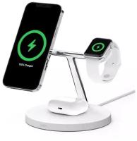 Беспроводная зарядная станция Belkin BOOST CHARGE PRO 3-в-1 iPhone + Apple Watch + AirPods MagSafe White