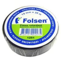 Изолента 19мм x20м черная пламягасящая (Folsen) 012514