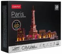 Пазл 3D Cubicfun CityLine Париж, с LED-подсветкой, 115 деталей